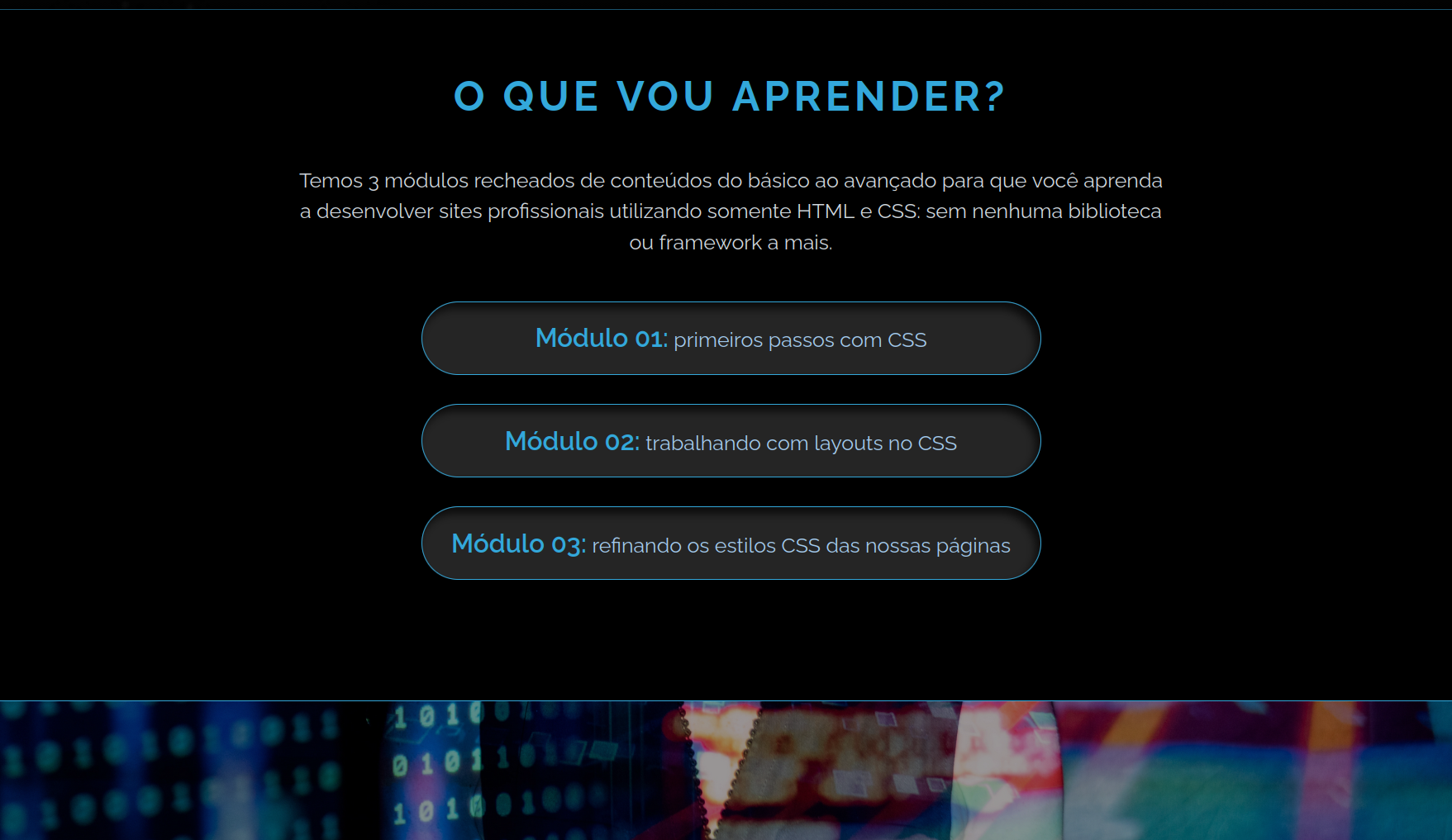 Capture d'écran de la landing page CSS