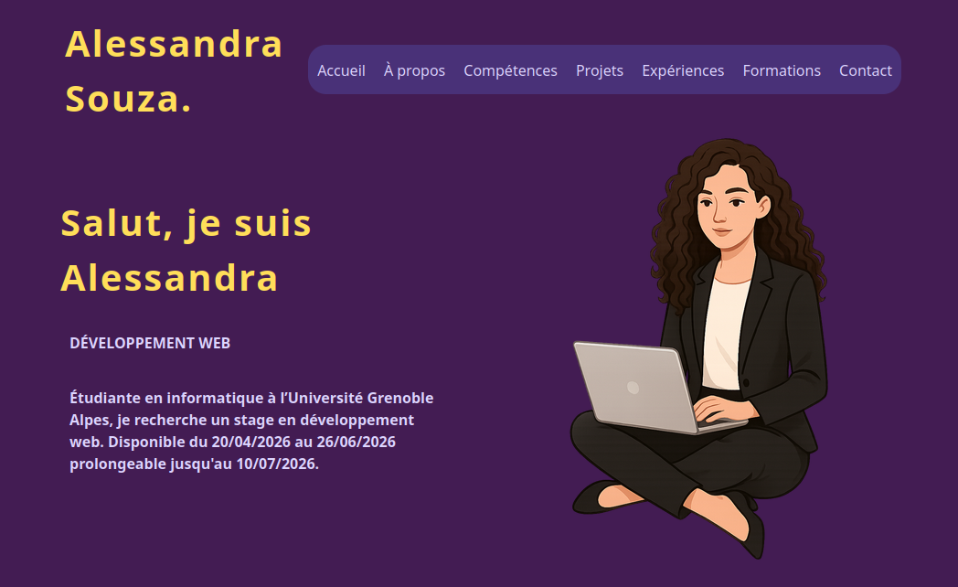 Capture d'écran du portfolio