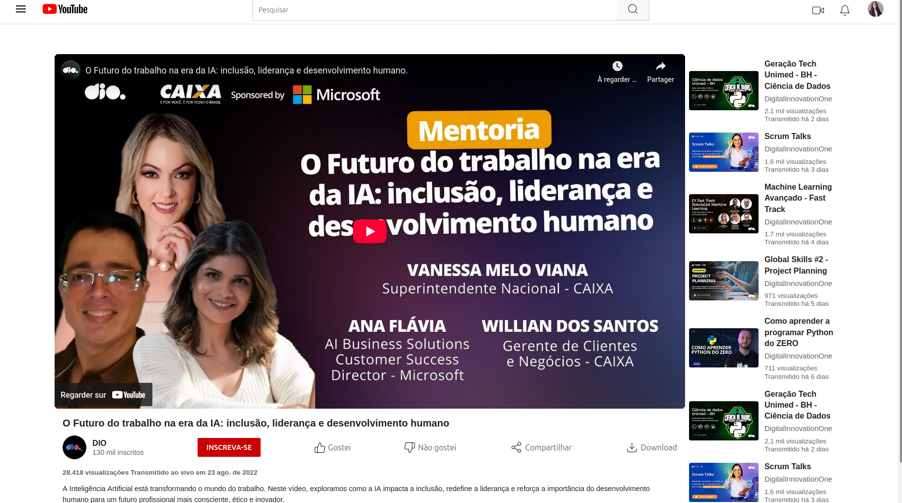 Page YouTube responsive recréée